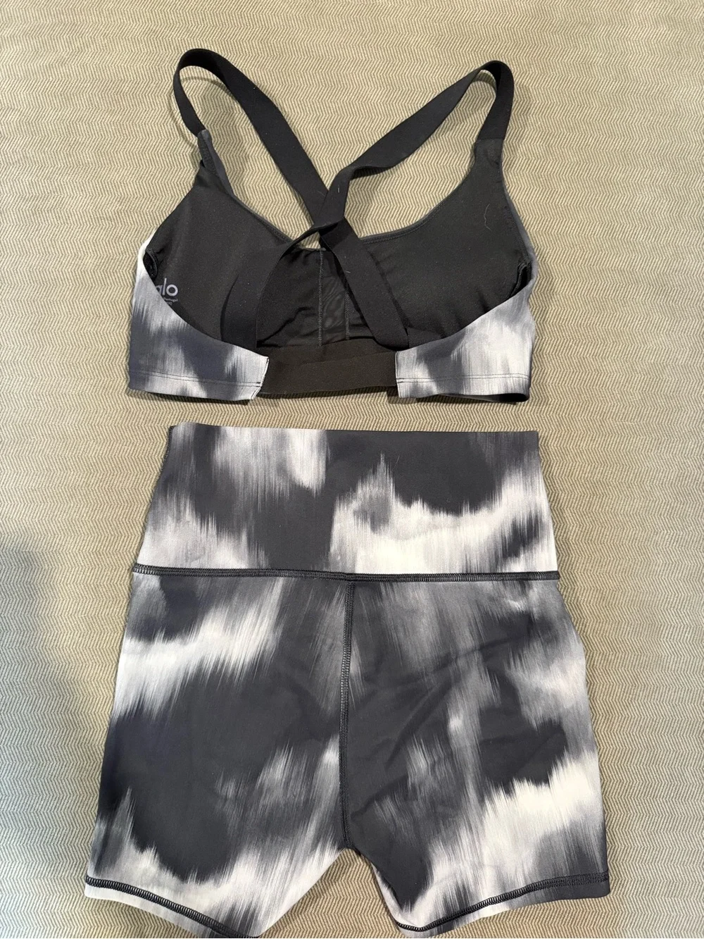 Alo Yoga Set - Vapor Aurora Take Charge Bra and Matching High Waist Shorts